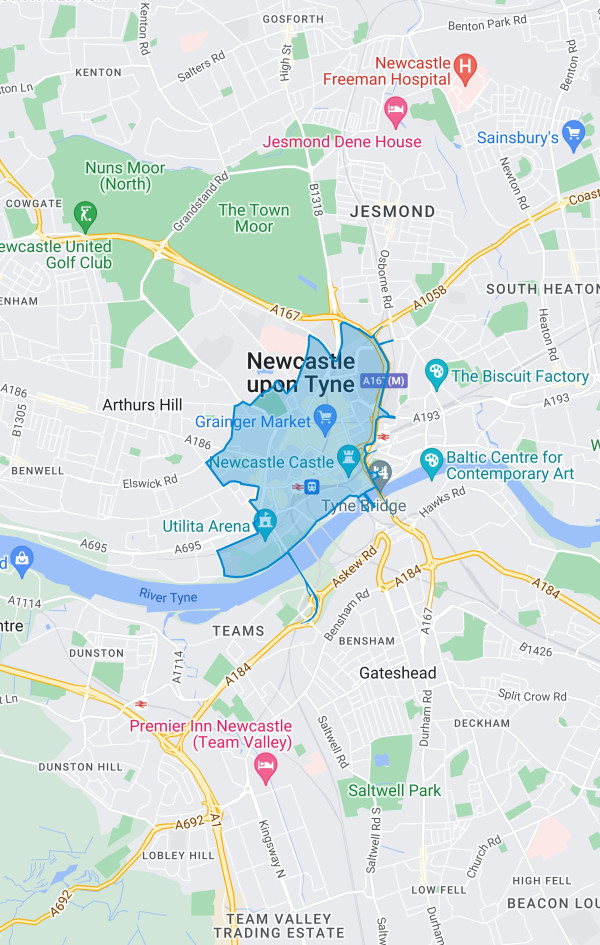 Newcastle CAZ map